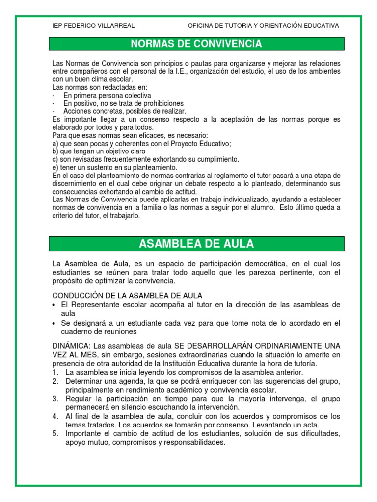Normas de Convivencia y Asamblea de Aula 2023 | PDF | Salón de clases