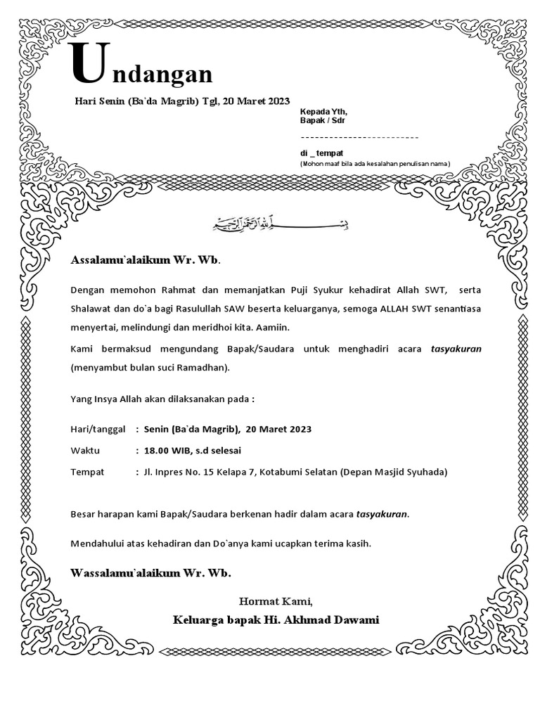 Contoh Undangan Ramadhan | PDF