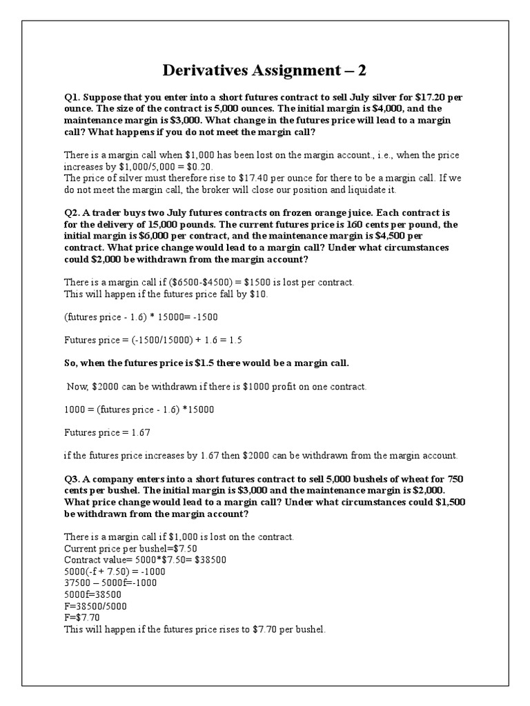 Futures Margin Call Calculations | PDF | Order (Exchange) | Margin ...
