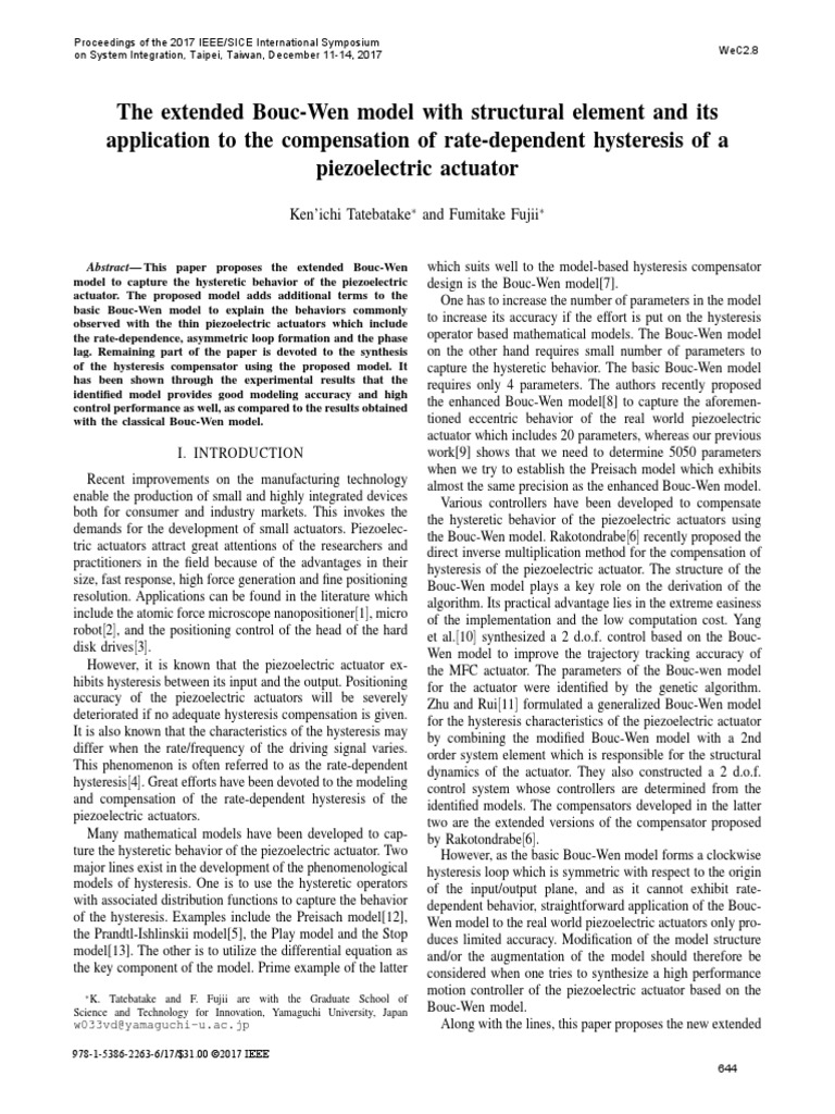 The extended bouc wen model with structural element and its application