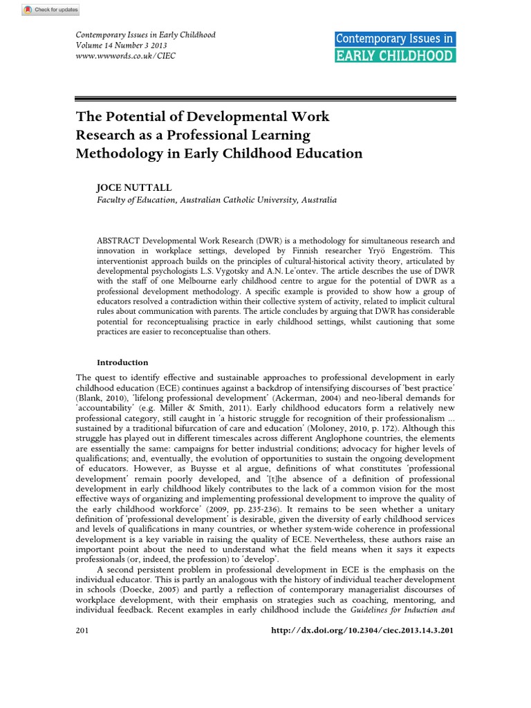 The Potential of Developmental Work Research As A Professional Learning
