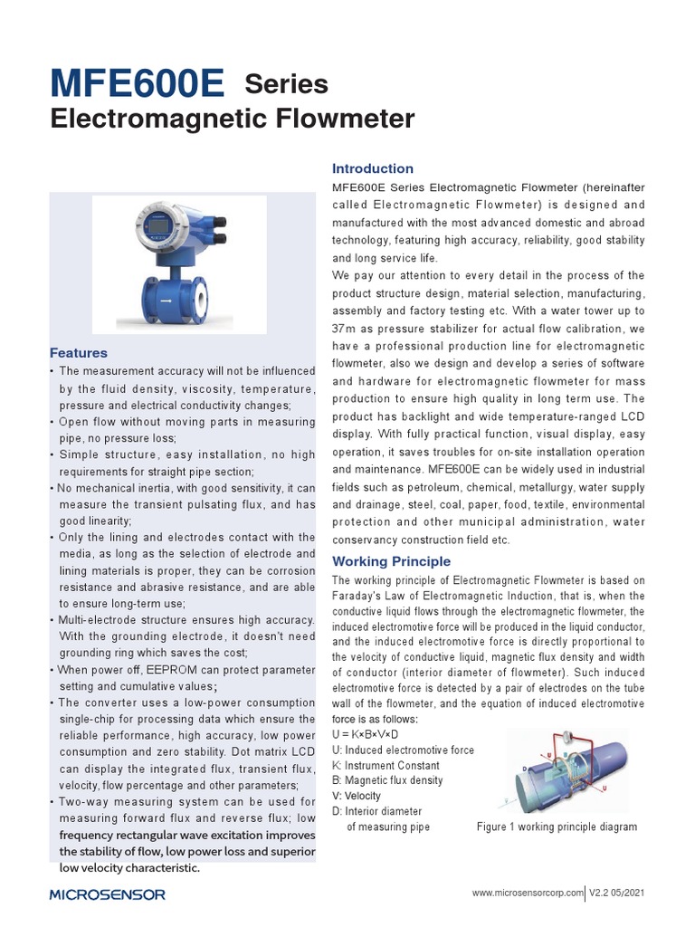 Caudalimetro mfe 600e pdf electromagnetic induction flow measurement