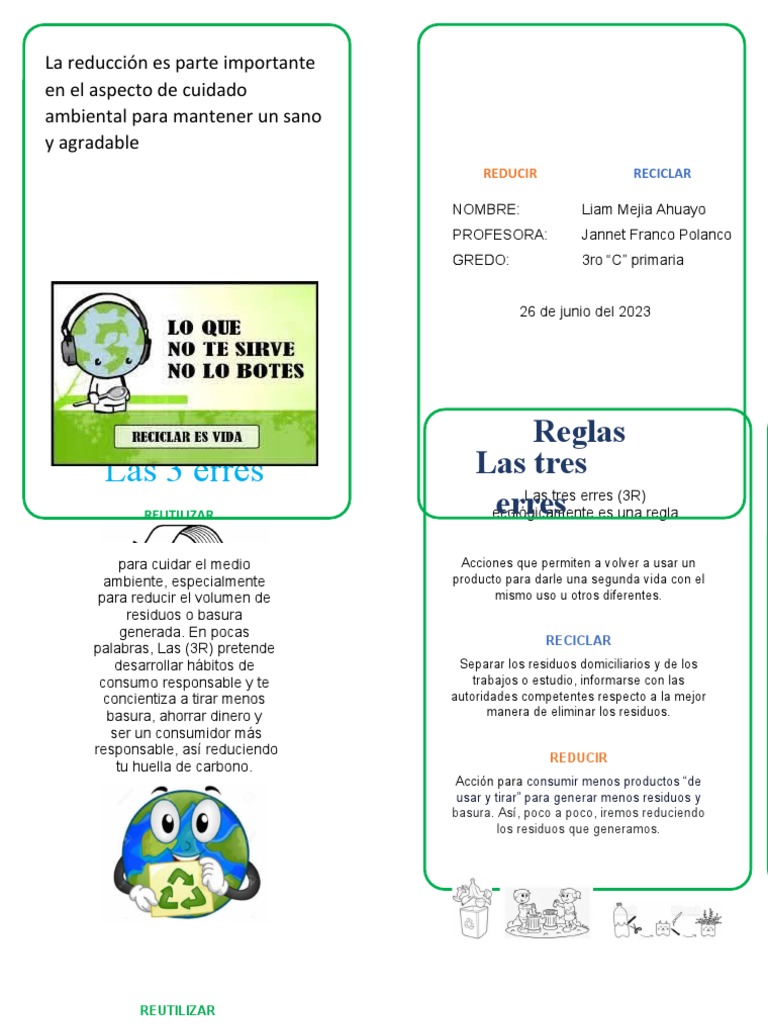 Tríptico Educativo sobre las 3R | PDF