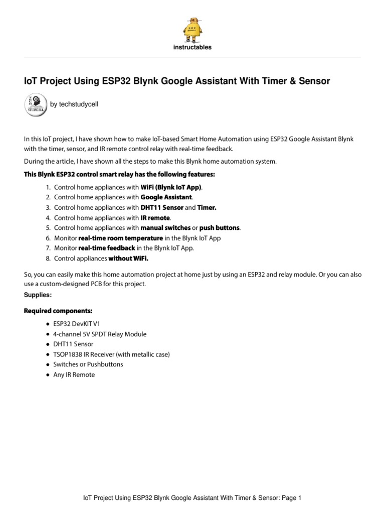 Smart Home Automation with ESP32 Blynk | PDF | Internet Of Things ...
