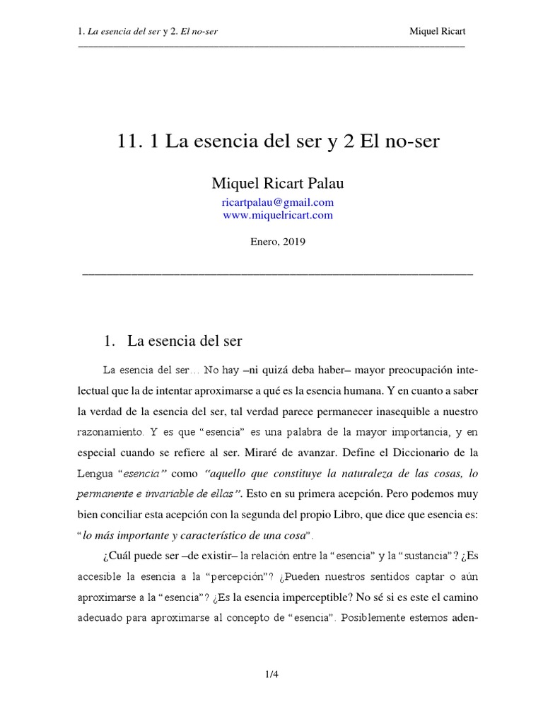 La Esencia del Ser y el No-Ser | PDF | Esencia | Aristóteles