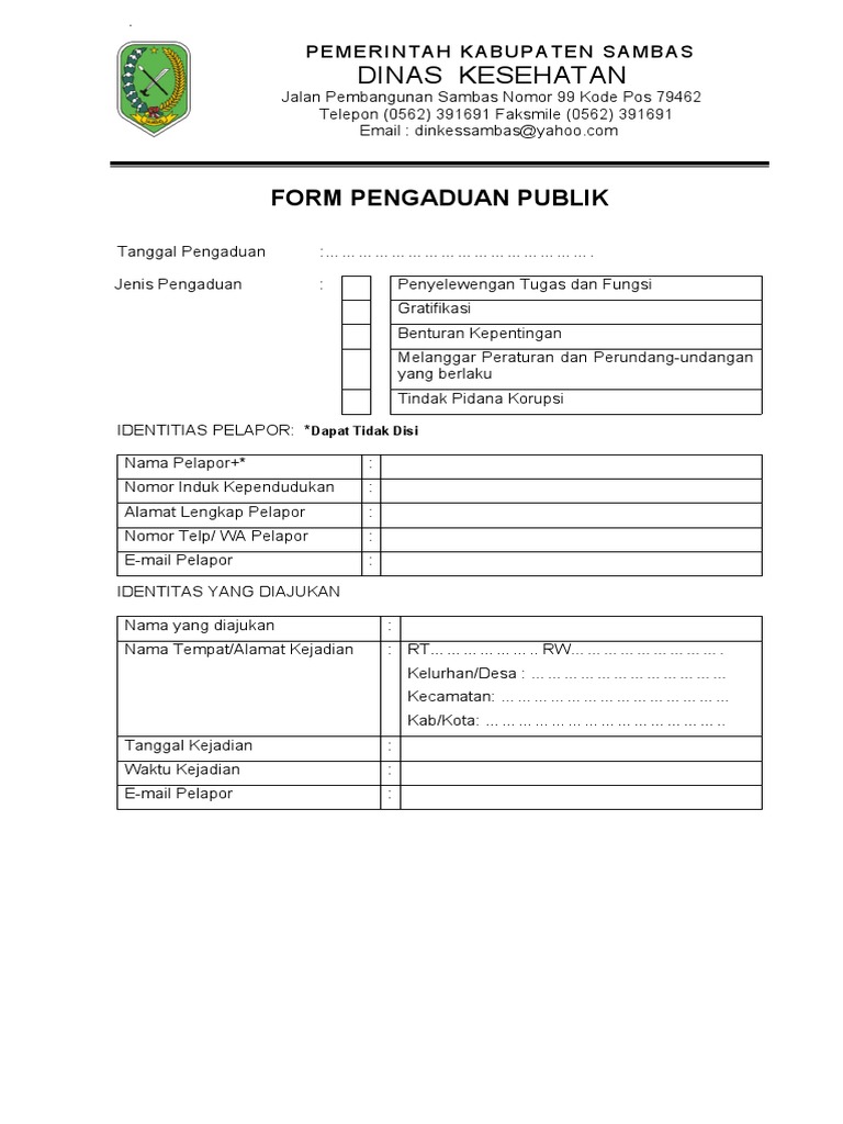 Form Pengaduan Publik | PDF