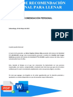 Carta de Recomendacion Personal para Llenar