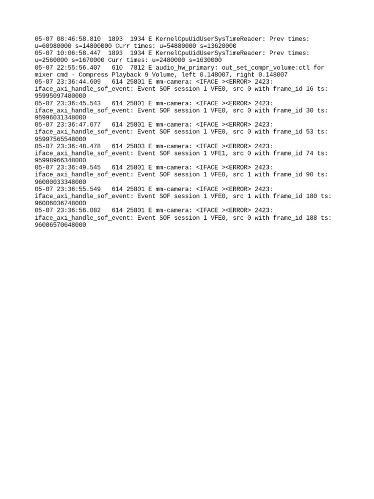 Kernel CPU and Camera Error Logs | PDF | Computers