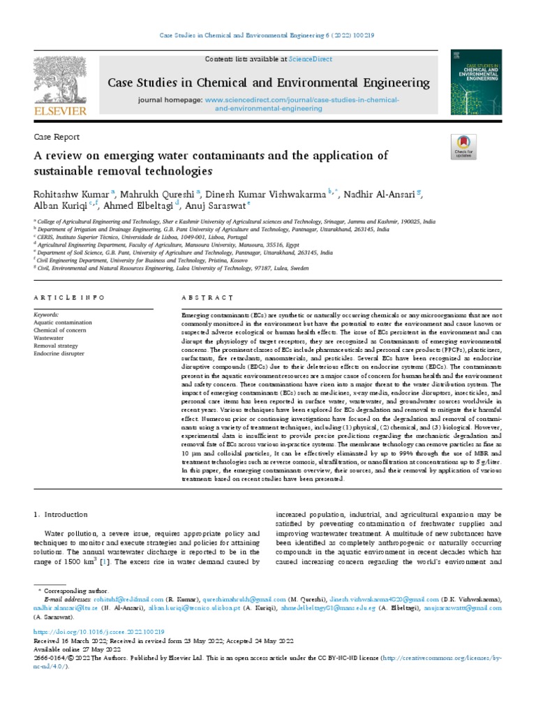 WATER ANALYSIS EMERGING CONTAMINANTS AND CURRENT ISSUES intelligence overview
