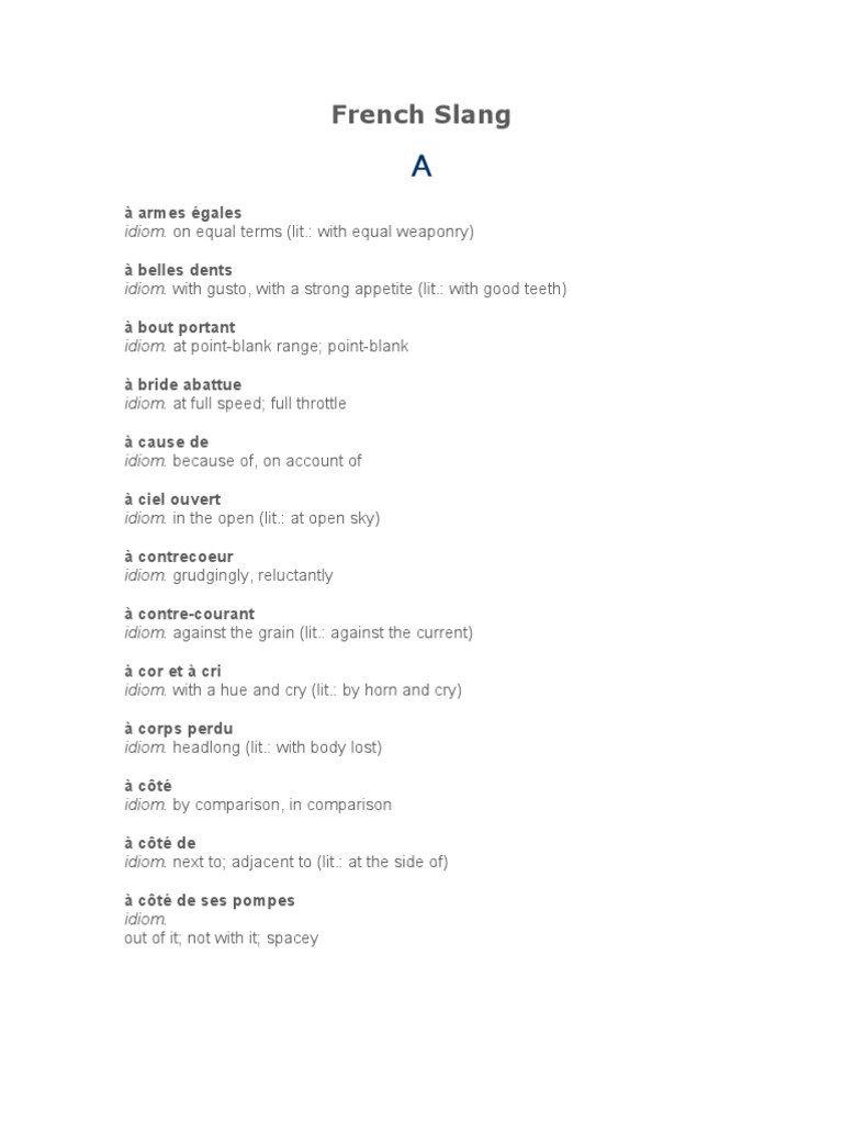 French Slang Pdf Loisirs