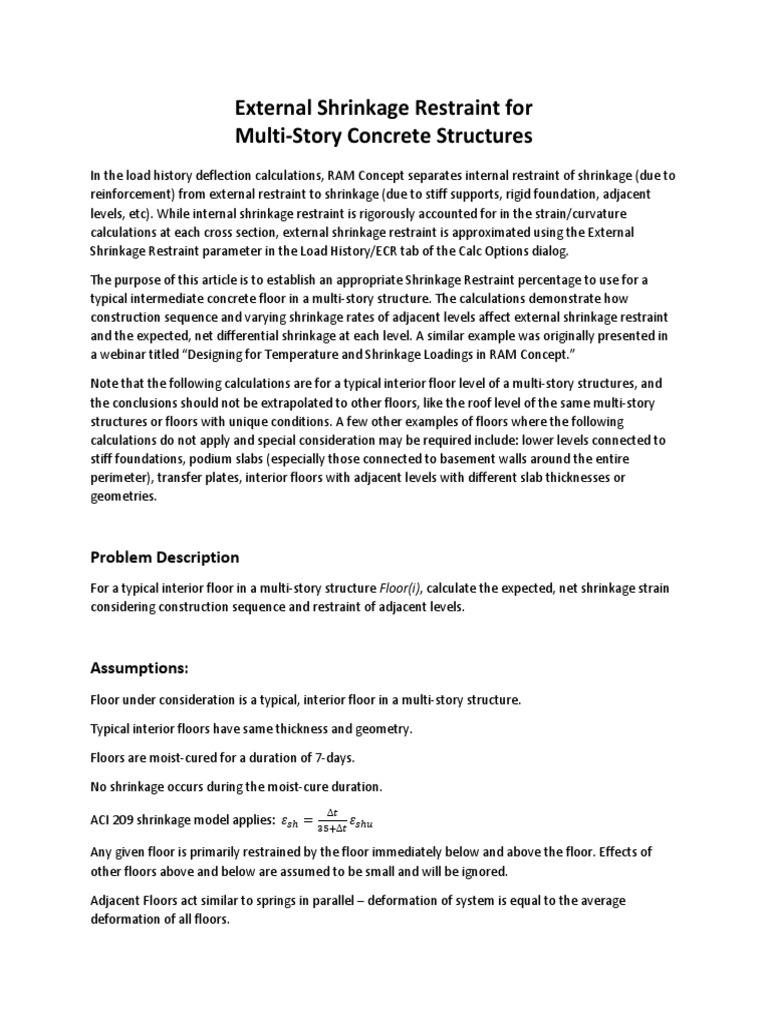 External Shrinkage Restraint For Multi-Story Concrete Structures | PDF ...
