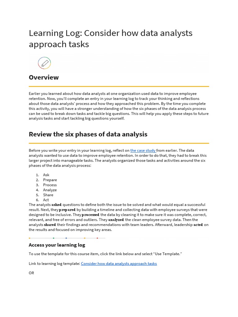 Learning Log | PDF | Data Analysis | Data