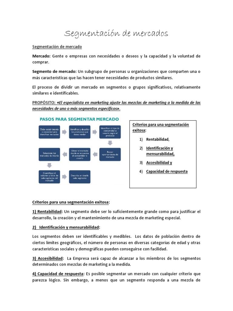Mensurabilidad en Segmentación de Mercados | PDF | Marketing | Mercado ...