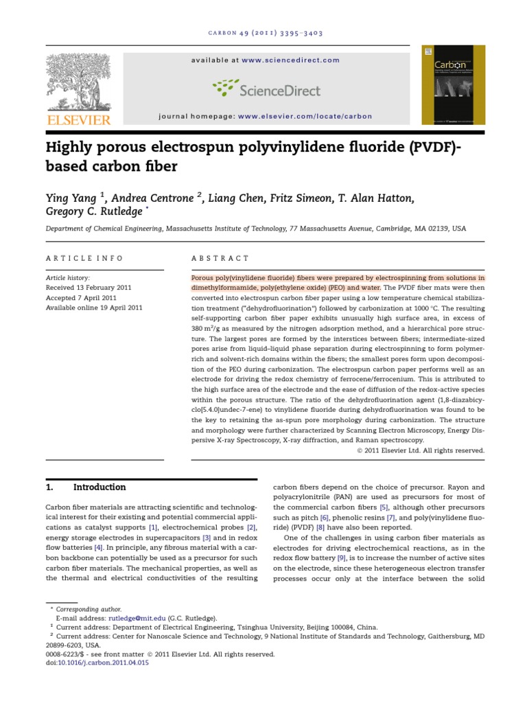 Highly Porous Electrospun Polyvinylidene Fluoride (PVDF) - Based Carbon ...