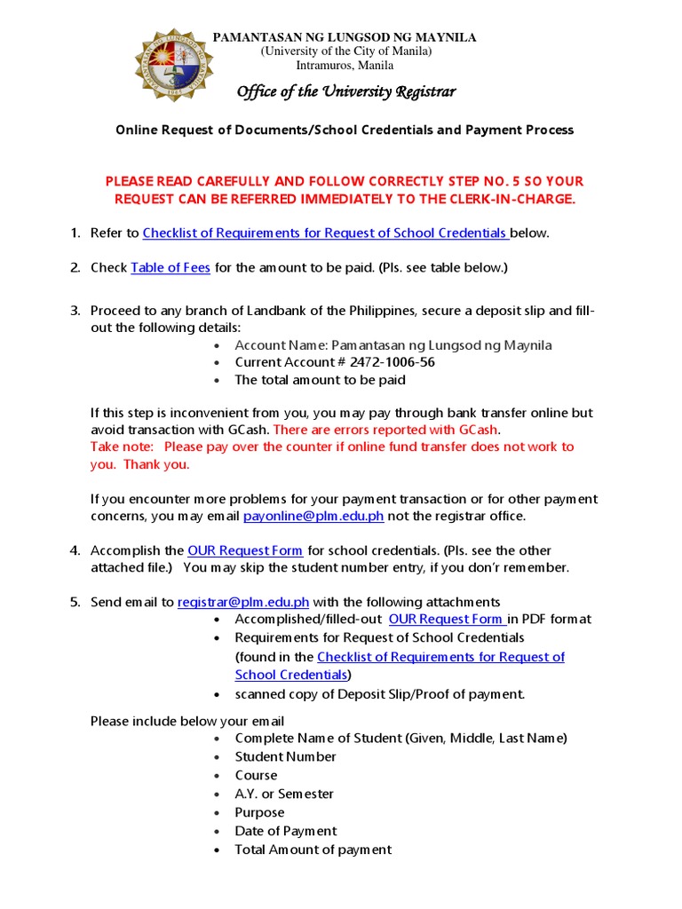 Guidelines For Online Request of Document | PDF | Diploma | Academic Degree