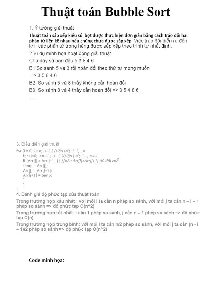 Thuật Toán Bubble Sort | PDF