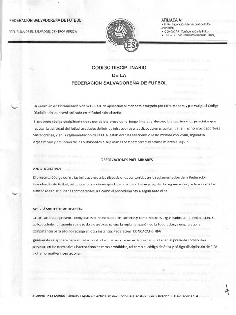 Codigo Disciplinario FESFUT 2010 B N | PDF | Asociación de Futbol ...