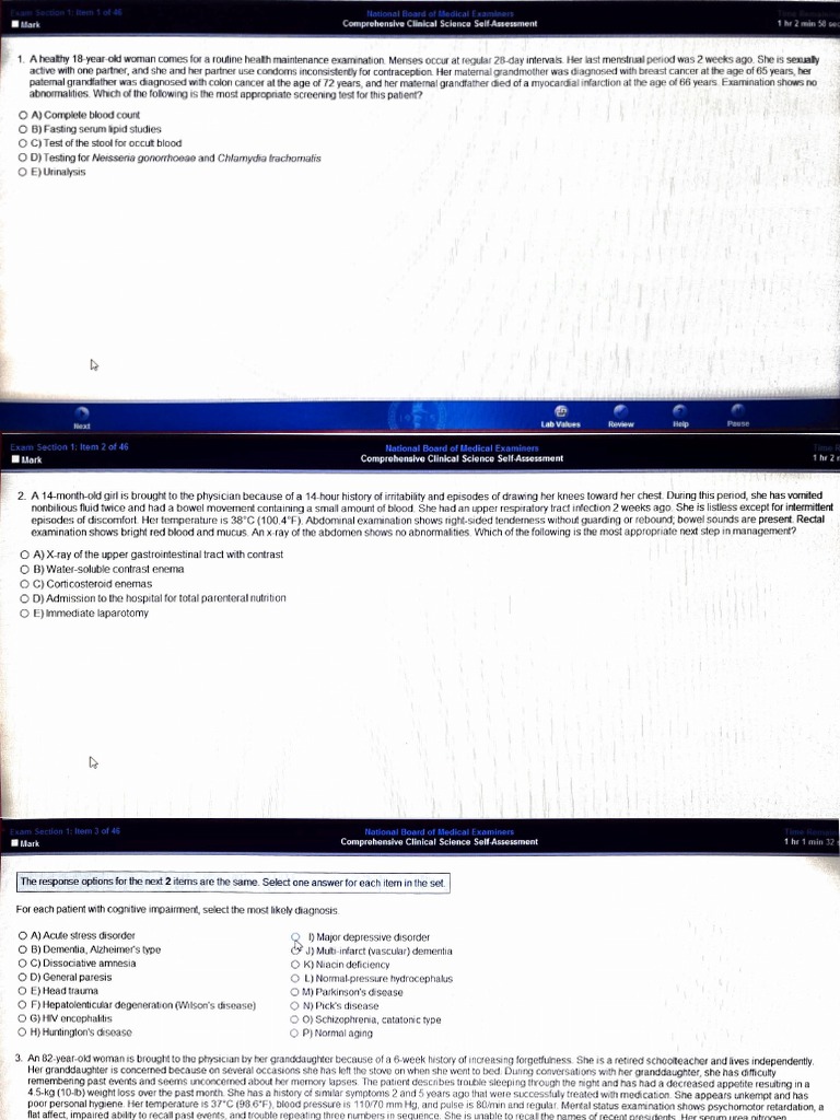Step 2 ck nbme 6 q pdf dementia health sciences