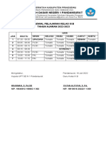 Jadwal Pelajaran Kelas Iii B TP 2022-2023