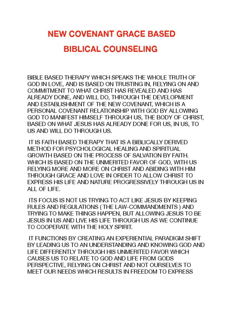 New Covenant Grace in Counseling | PDF | Jesus | God