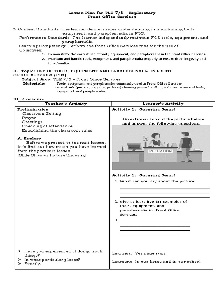 Front Office Tools and Equipment Guide | PDF | Learning | Photocopier