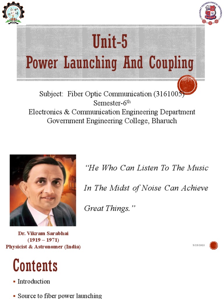 Power Launching and Coupling in Fibers | PDF | Optical Fiber ...