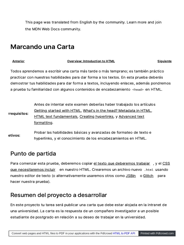 Cómo Marcar una Carta en HTML | PDF | HTML | Comunicación escrita