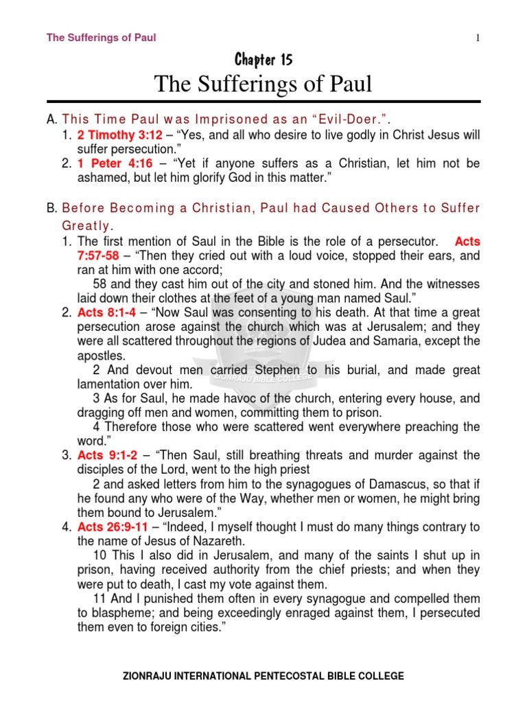 Apostle Paul's Suffering and Trials | PDF | Paul The Apostle | Acts Of ...