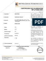Certificado de Calibracion - Prensa CBR