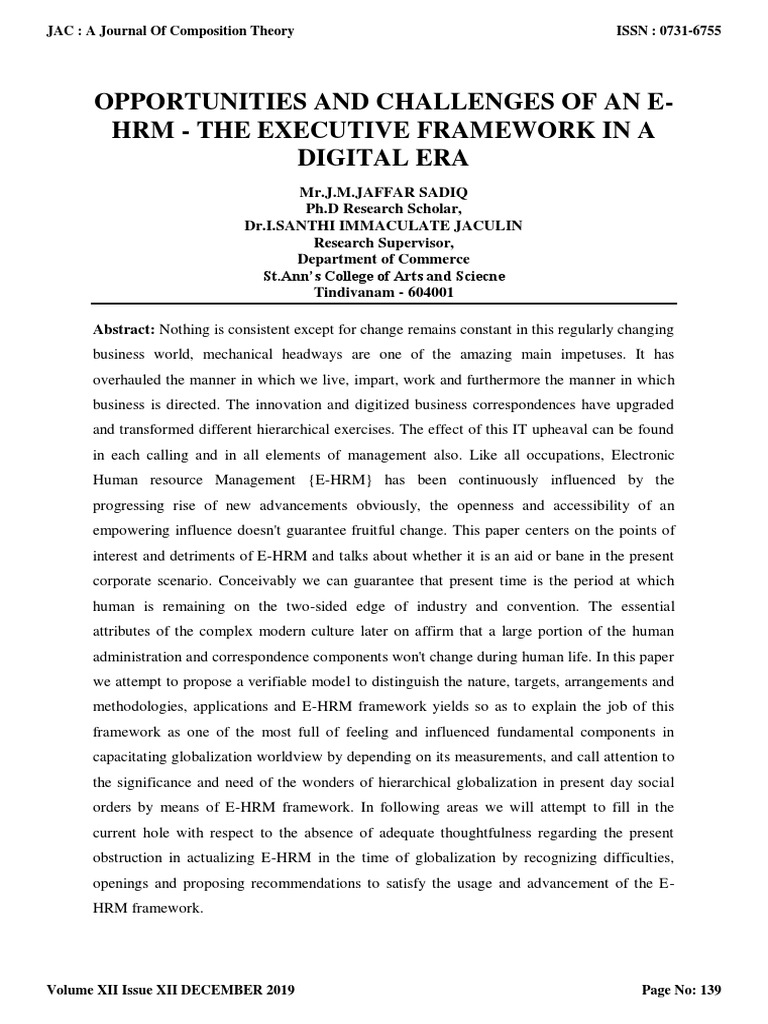 E-HRM: Opportunities and Challenges Analysis | PDF | Human Resource ...