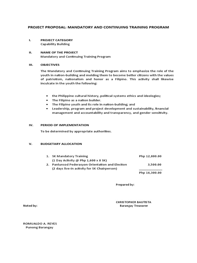 Mandatory Training Program Proposal | PDF