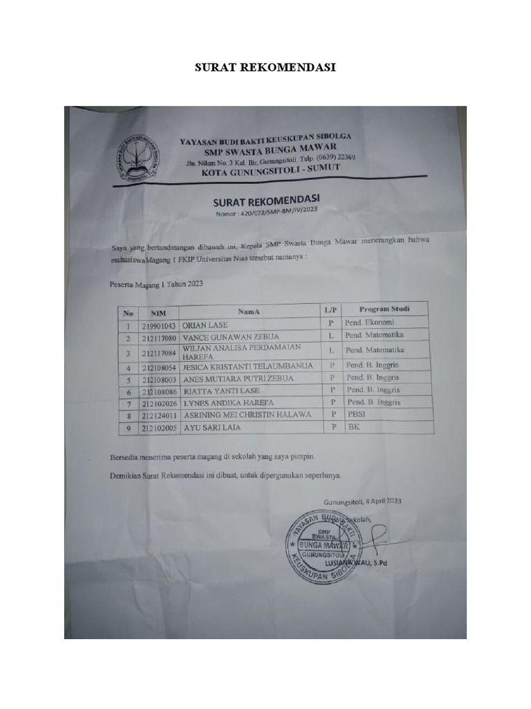 Surat Rekomendasi | PDF