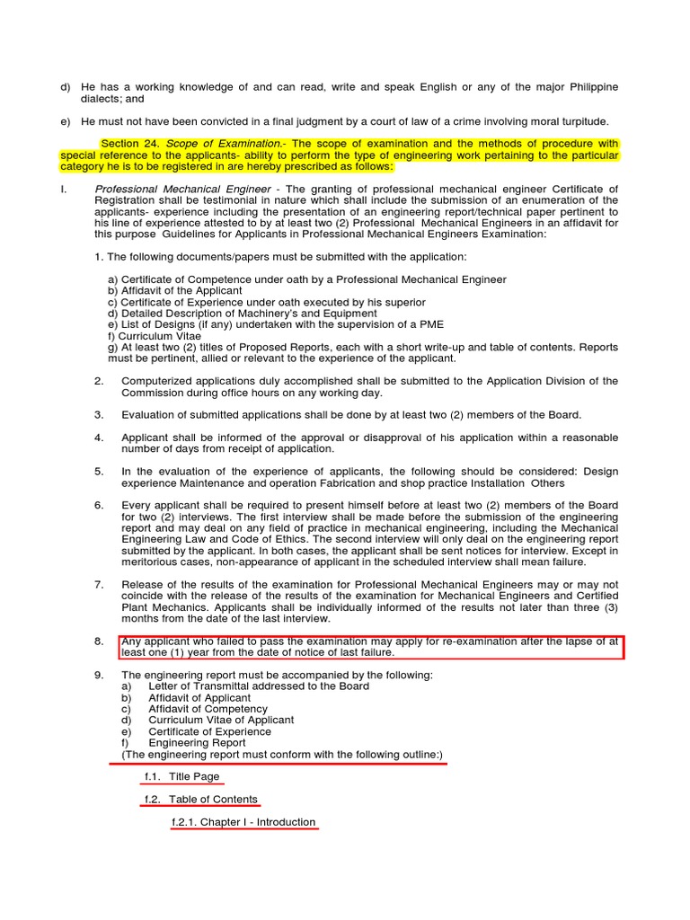 PME Application Requirement As Per CODE PDF Licensure Engineer