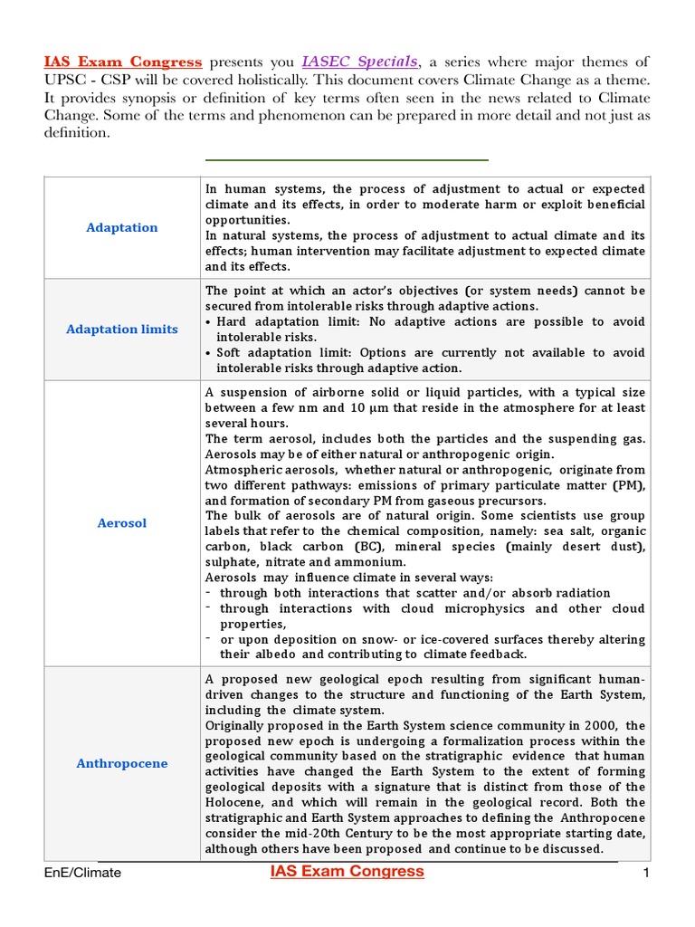 Climate Glossary IASECspem PDF Greenhouse Gas Carbon Cycle