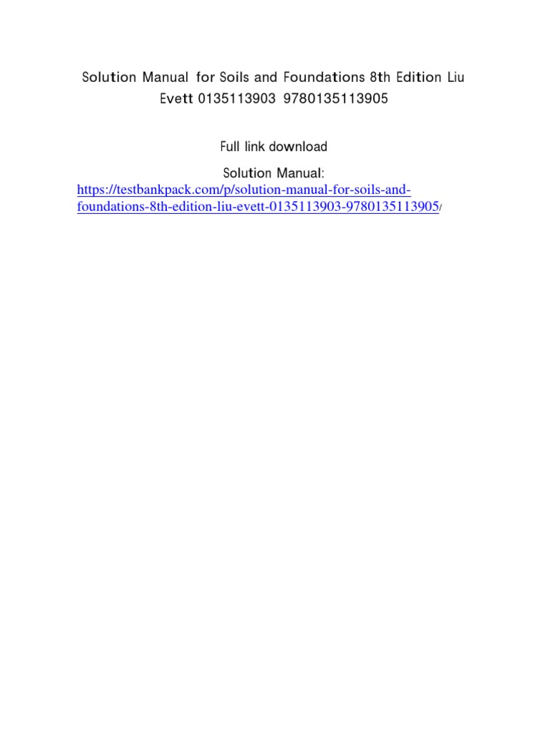 Solution Manual for Soils and Foundations | PDF | Physical Sciences ...