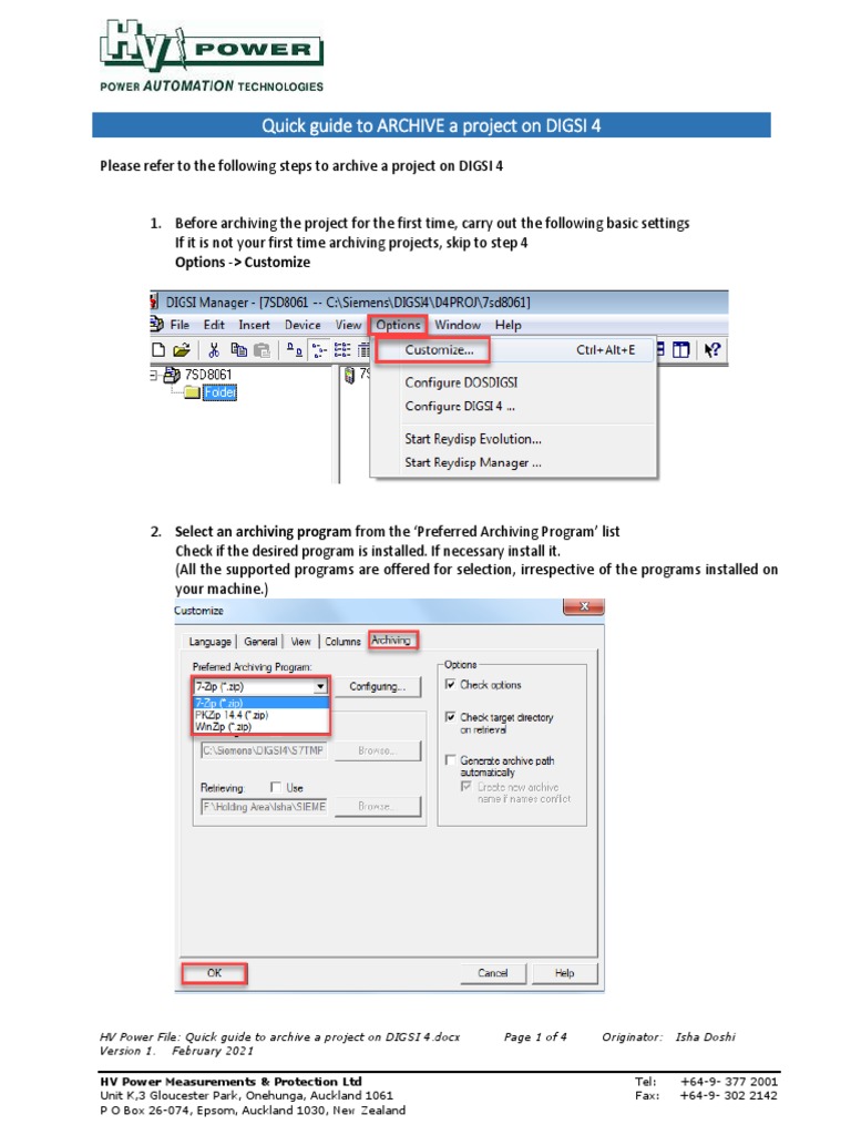 Quick Guide To Archive A Project In Digsi 4 Pdf Computer Science