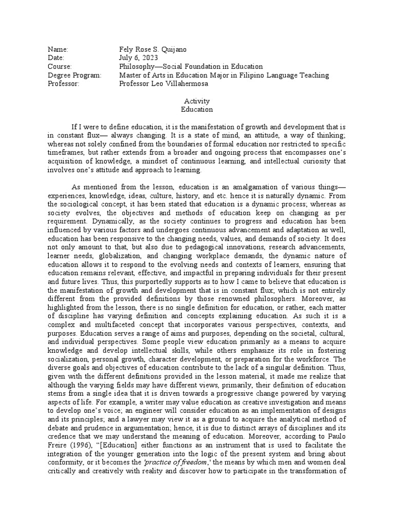 Interplay of Philosophy and Education | PDF | Pedagogy | Learning