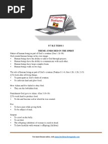 P.7 Christian Religious Education Lesson Notes Term I