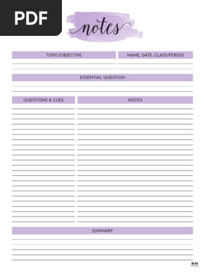 Printable Cornell Notes Template 3
