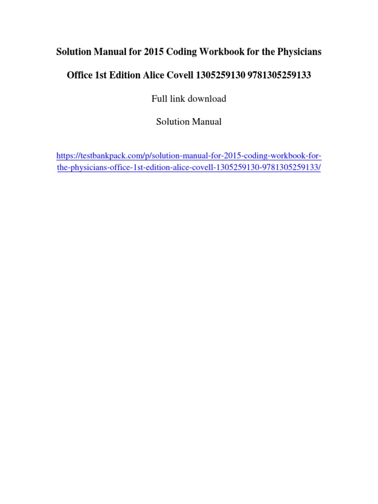 Coding Workbook For The Physicians Office 1st Edition Alice Covell ...