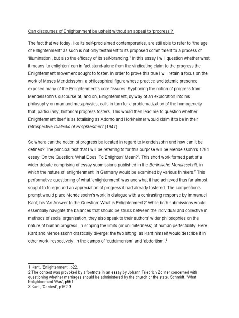 Can Discourses of Enlightenment Be Upheld Without An Appeal To