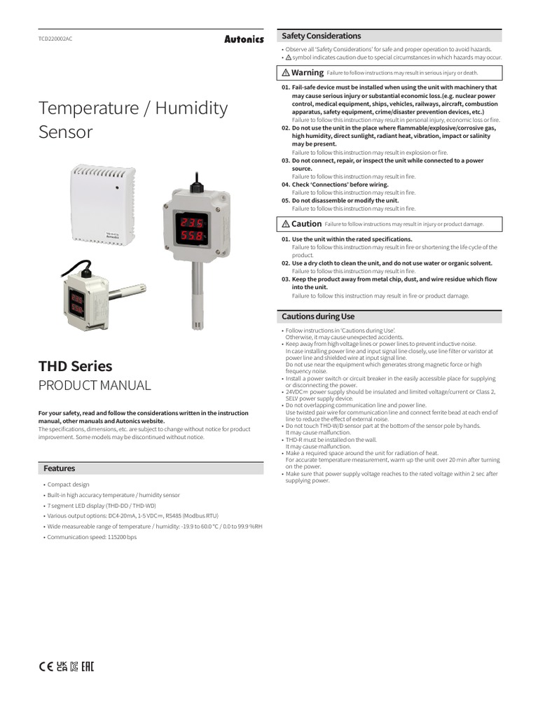 THD en Tcd220002ac 20230509 Manual W PDF Power Supply Sensor