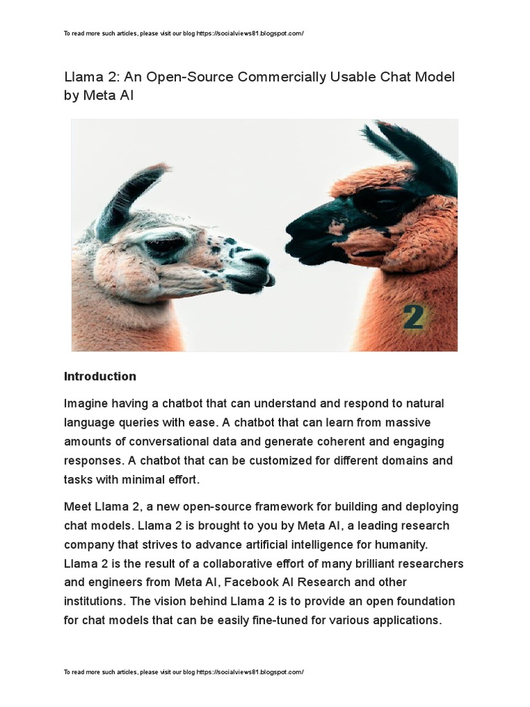 Llama 2: An Open-Source Commercially Usable Chat Model by Meta AI | PDF ...