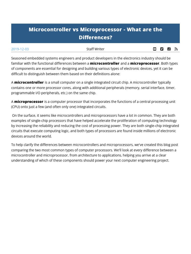 Microcontroller Vs Microprocessor - What Are The Differences? - Total ...