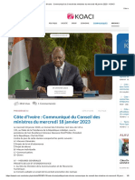 Côte D'ivoire - Communiqué Du Conseil Des Ministres Du Mercredi 18 Janvier 2023 - KOACI