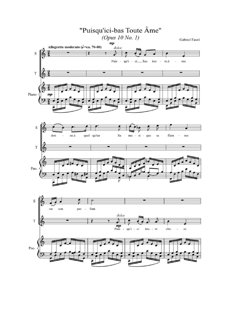 Partition Fauré Puisqu'ici Bas | PDF