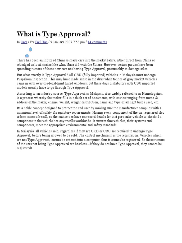 What is type approval pdf