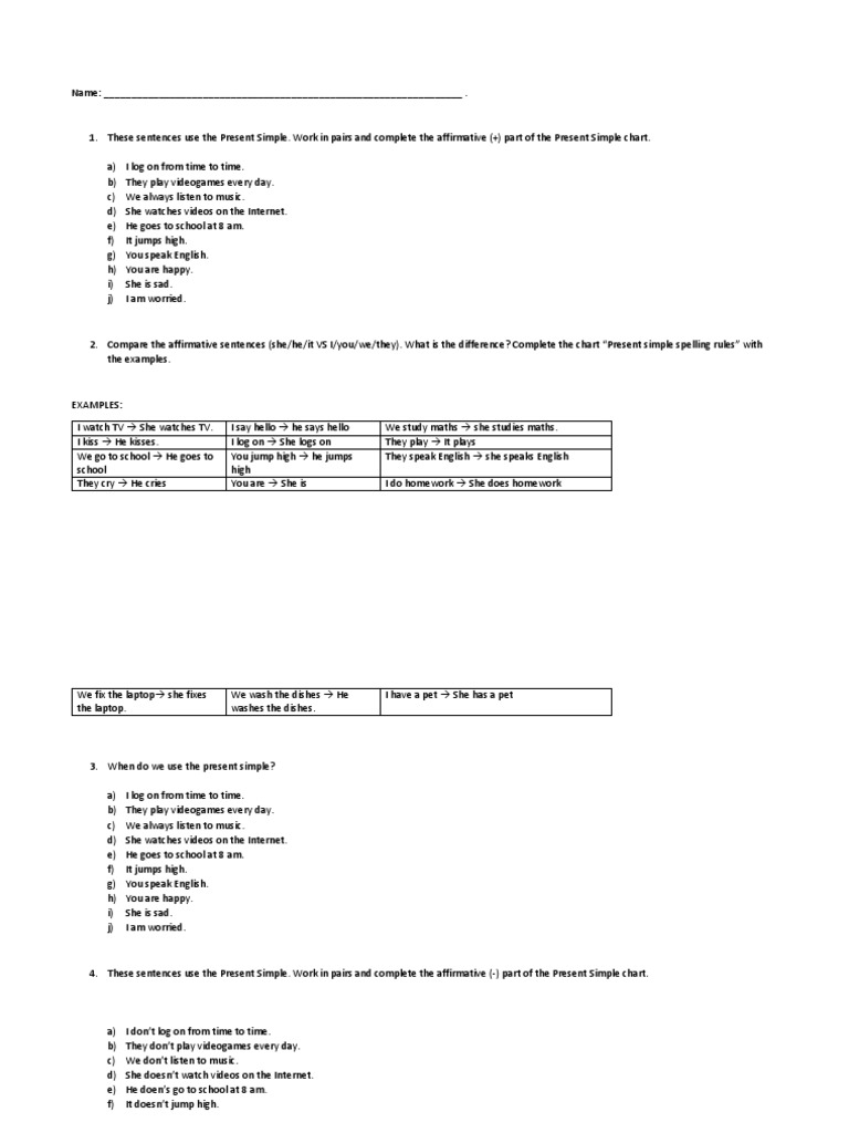 Present Simple Inductive | PDF | Linguistic Morphology | Human ...