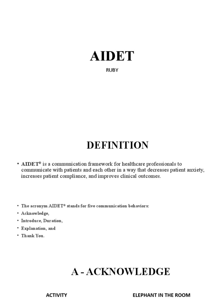 AIDET | PDF | Patient | Communication image.