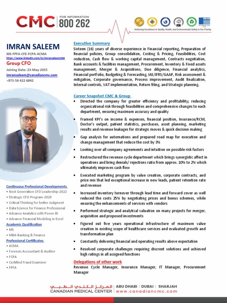 Imran Profile Pdf Mergers And Acquisitions Inventory